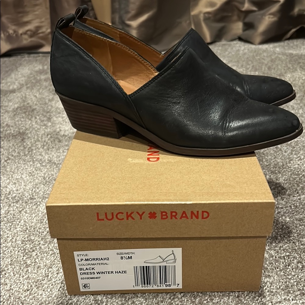 Lucky Brand Black Leather Mules
